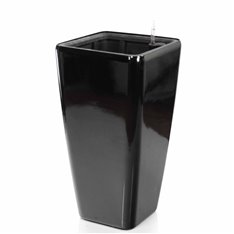 Modena Glossy funkcjonalna donica w kolorze czarnym z wkładem nawadniającym 30x30x56