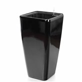 Modena Glossy funkcjonalna donica w kolorze czarnym z wkładem nawadniającym 30x30x56