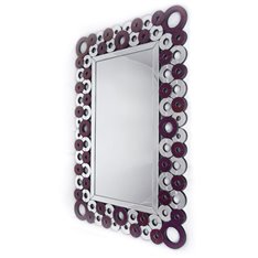 Lustro prostokątne z dekoracyjnymi fioletowymi kółeczkami 80/120 cm Alice