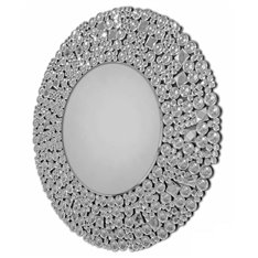 Lustro okrągłe z ramą z niewielkich okrągłych kryształków 90 cm eleganckie Liv
