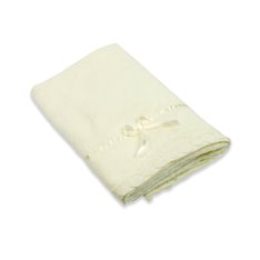 Ręcznik bawełniany z eteryczną koronką i ozdobną kokardką w kolorze kremowym 30x50 cm