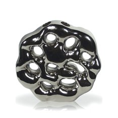 Niebanalny okrągły wazon dekoracyjny w srebrnym wykończeniu 32 cm