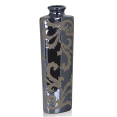 Wysoki lustrzany wazon w szarym połyskującym wykończeniu w gałązki 40 cm