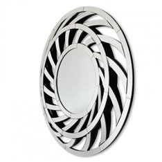 Lustro okrągłe oryginalne w lustrzanej ażurowej trójwymiarowej ramie 90 cm Leto