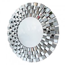 Lustro okrągłe w ramie z lustrzanych fragmentów ustawionych pod różnymi kątami 100 cm Eris