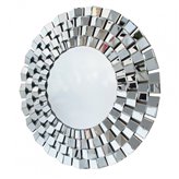 Lustro okrągłe w ramie z lustrzanych fragmentów ustawionych pod różnymi kątami 100 cm Eris