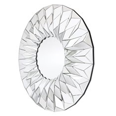 Lustro okrągłe wyjątkowe w trójwymiarowej nieregularnej lustrzanej ramie 100 cm Hecate