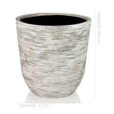 Catania wytworna donica ogrodowa o fakturze skały w kolorze ecru 34x34x36