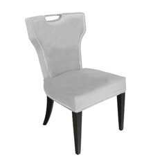 Krzesło tapicerowane szarym welurem ze srebrnym uchwytem i srebrnymi nitami 58/65/95 cm