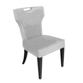 Krzesło tapicerowane szarym welurem ze srebrnym uchwytem i srebrnymi nitami 58/65/95 cm