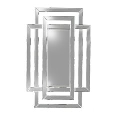 Lustro prostokątne z ramą w kształcie przeplatających się lustrzanych prostokątów 80/120 cm Zita