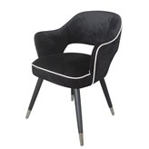 Krzesło tapicerowane czarnym welurem z białą lamówką Nizza 61/62/80 cm