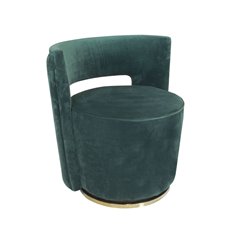 Swan fantastyczny fotel tapicerowany zielonym welurem na złotej metalowej podstawie 58/65/69 cm