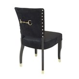 Megan niespotykane krzesło tapicerowane czarnym welurem ze złotym wykończeniem 52/63/88 cm
