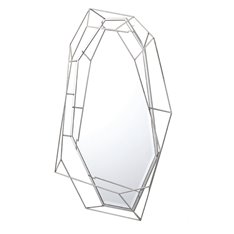 Lustro o nieregularnym wielokątnym kształcie ze srebrną metalową ramą 78/127 cm Massei II