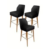 Zestaw 3 krzeseł barowych tapicerowanych czarnym welurem Asprey 43/53/101 cm