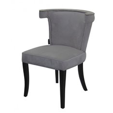 Krzesło tapicerowane szarym welurem ze srebrnymi nitami Earls Court 56/51/84 cm