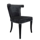 Earls Court nowoczesne krzesło tapicerowane czarnym welurem ze srebrnymi nitami 56/51/84 cm