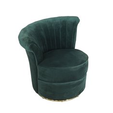 Gabi zielony tapicerowany fotel welurowy na złotej okrągłej podstawie 69/71/74 cm