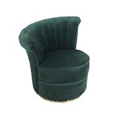 Gabi zielony tapicerowany fotel welurowy na złotej okrągłej podstawie 69/71/74 cm