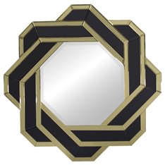 Lustro w geometrycznej złoto-czarnej luksusowej ramie 80 cm dekoracyjne Silvia