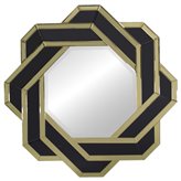 Lustro w geometrycznej złoto-czarnej luksusowej ramie 80 cm dekoracyjne Silvia