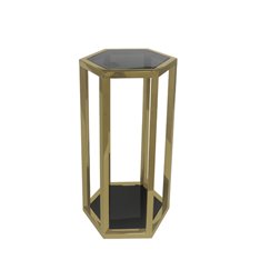 Stoliczek pomocniczy z dwoma przyciemnianymi szklanymi blatami złoty Ravello 35/40/61 cm