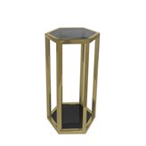 Stoliczek pomocniczy z dwoma przyciemnianymi szklanymi blatami złoty Ravello 35/40/61 cm