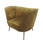 Aveiro wysmakowany fotel tapicerowany w musztardowym welurze na złotych nóżkach 77/80/101 cm