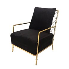 Fotel tapicerowany czarnym welurem w złotej chromowanej ramie Florene 66/71/85 cm
