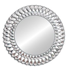 Lustro okrągłe antyczne srebro o ażurowej kryształkowej ramie 80 cm Marsylia