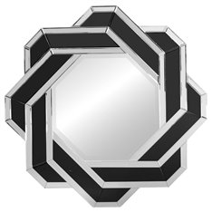 Silvia Srebrne dekoracyjne lustro w geometrycznej luksusowej ramie 80 cm