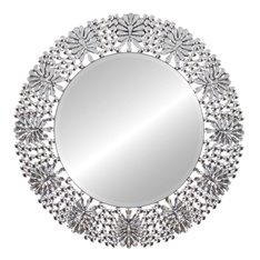 Lustro okrągłe w dekoracyjnej kryształkowej bogato zdobionej ramie 88 cm Peola
