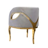 Fotel welurowy na złotych nóżkach Morello jasnoszary 55/59/78 cm
