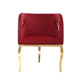 Fotel welurowy na złotych nóżkach Morello czerwony 55/59/78 cm