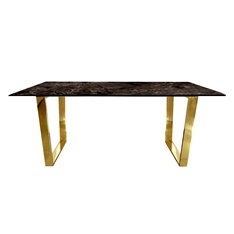 Stół z brązowym marmurowym blatem i o złotym stelażu Madera 180/90/75 cm