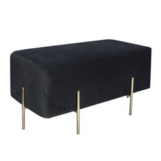 Cube L pufa tapicerowana w czarnym welurze ze złotymi nóżkami 42/45/91 cm
