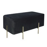 Cube L pufa tapicerowana w czarnym welurze ze złotymi nóżkami 42/45/91 cm