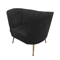 Aveiro wysmakowany fotel tapicerowany w czarnym welurze na złotych nóżkach 77/80/101 cm