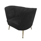 Aveiro wysmakowany fotel tapicerowany w czarnym welurze na złotych nóżkach 77/80/101 cm