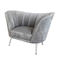 Fotel tapicerowany w szarym welurze na złotych nóżkach Aveiro 77/80/101 cm