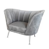 Fotel tapicerowany w szarym welurze na złotych nóżkach Aveiro 77/80/101 cm