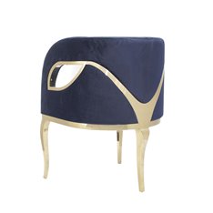 Fotel welurowy na złotych nóżkach Morello niebieski 55/59/78 cm