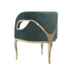 Morello elitarny zielony fotel welurowy na złotych nóżkach 55/59/78 cm