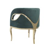 Morello elitarny zielony fotel welurowy na złotych nóżkach 55/59/78 cm