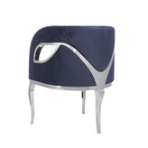 Fotel welurowy na srebrnych nóżkach Morello ciemnoniebieski 55/59/78 cm