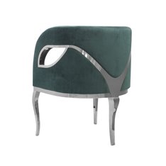 Morello elitarny ciemnozielony fotel welurowy na srebrnych nóżkach 55/59/78 cm