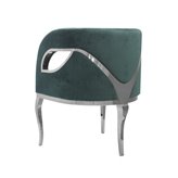 Morello elitarny ciemnozielony fotel welurowy na srebrnych nóżkach 55/59/78 cm
