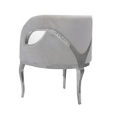 Morello elitarny szary fotel welurowy na srebrnych nóżkach 55/59/78 cm