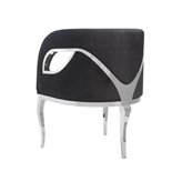Fotel welurowy na srebrnych nóżkach Morello czarny f55/59/78 cm
